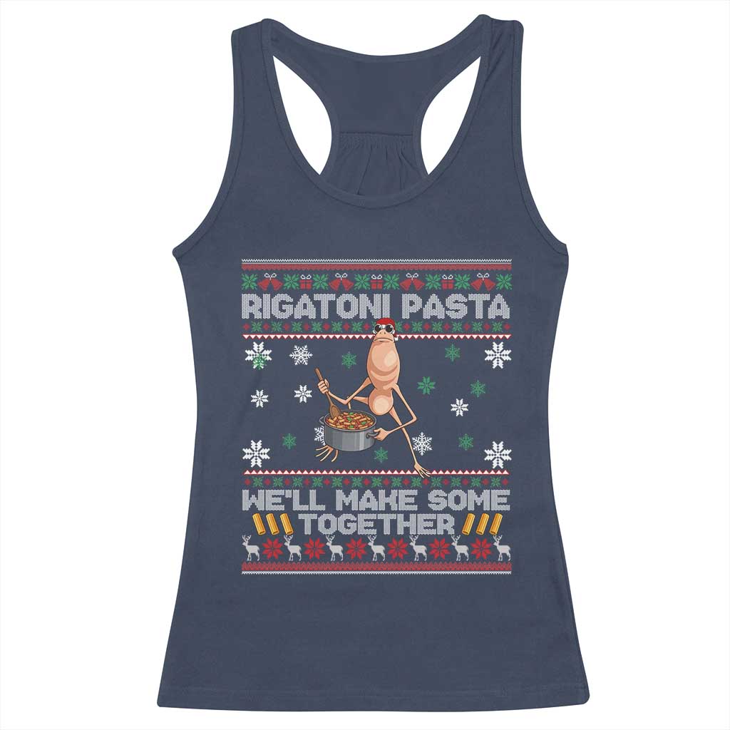 Marcus The Worm Christmas Meme Racerback Tank Top Rigatoni Pasta We Will Make Some Together TS14 Navy Print Your Wear