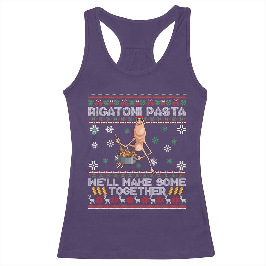 Marcus The Worm Christmas Meme Racerback Tank Top Rigatoni Pasta We Will Make Some Together TS14 Purple Print Your Wear