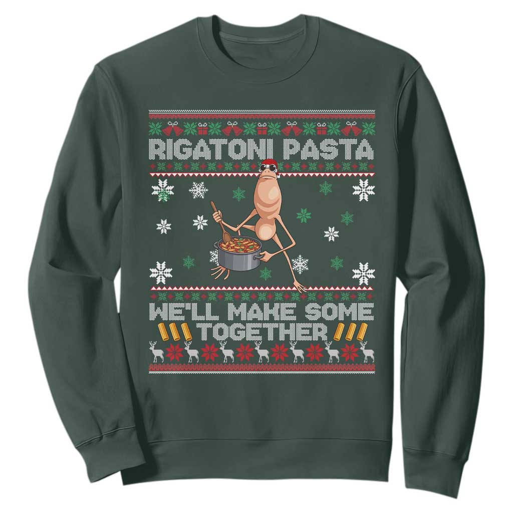 Marcus The Worm Christmas Meme Sweatshirt Rigatoni Pasta We Will Make Some Together TS14 Dark Forest Green Print Your Wear