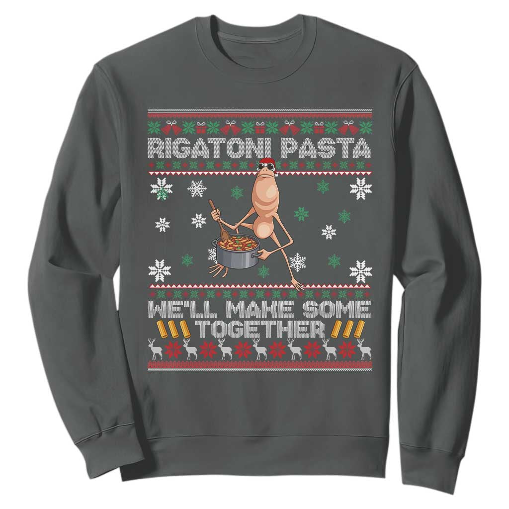 Marcus The Worm Christmas Meme Sweatshirt Rigatoni Pasta We Will Make Some Together TS14 Dark Heather Print Your Wear