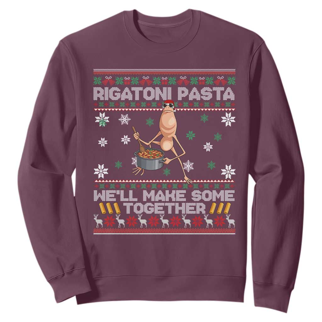 Marcus The Worm Christmas Meme Sweatshirt Rigatoni Pasta We Will Make Some Together TS14 Maroon Print Your Wear