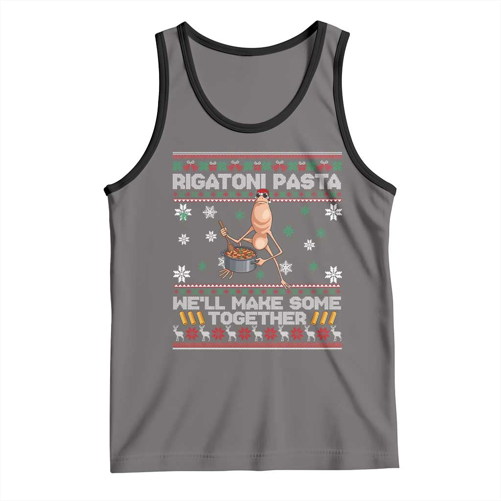 Marcus The Worm Christmas Meme Tank Top Rigatoni Pasta We Will Make Some Together TS14 Deep Heather Black Print Your Wear
