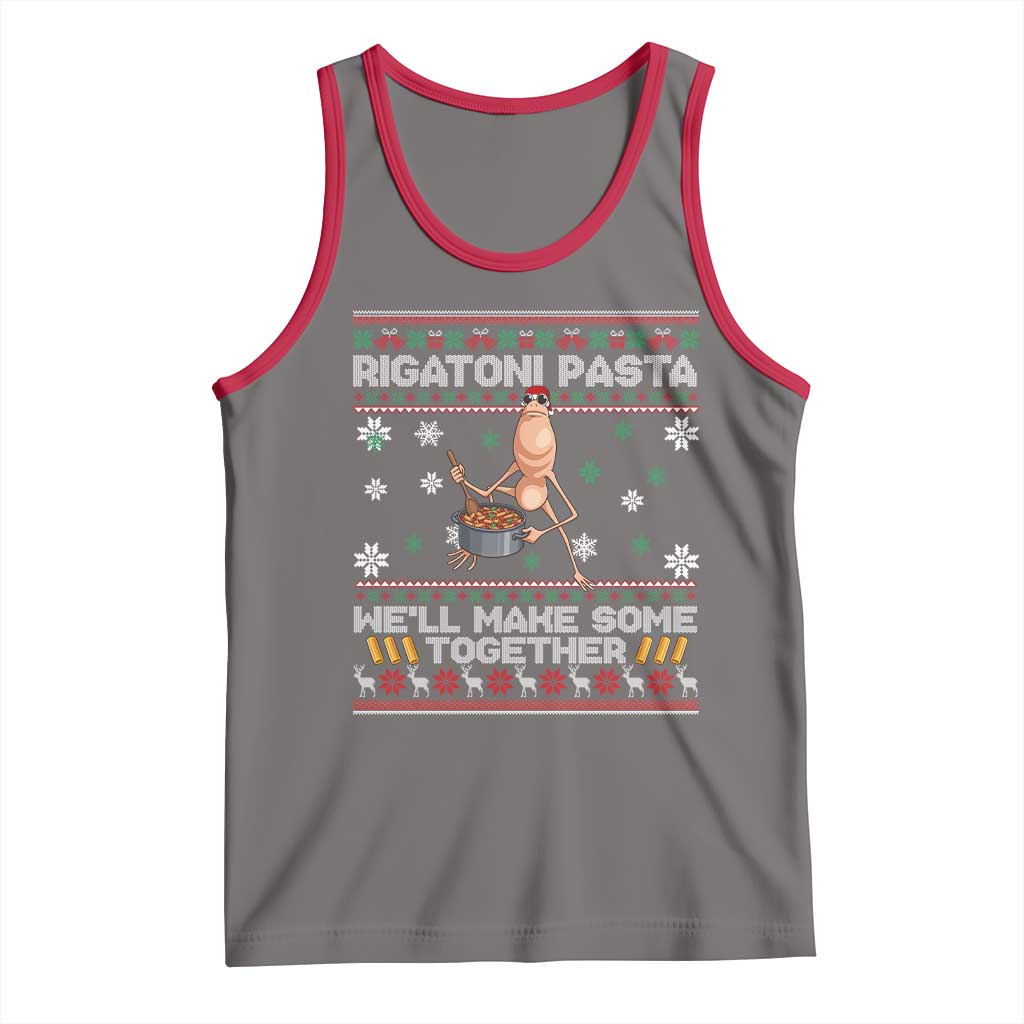 Marcus The Worm Christmas Meme Tank Top Rigatoni Pasta We Will Make Some Together TS14 Deep Heather Red Print Your Wear