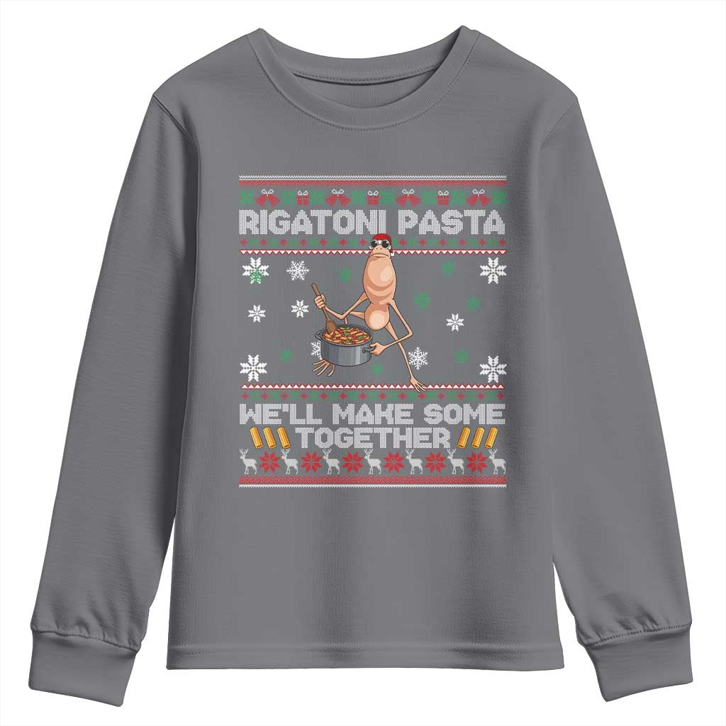 Marcus The Worm Christmas Meme Youth Sweatshirt Rigatoni Pasta We Will Make Some Together TS14 Charcoal Print Your Wear