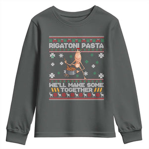 Marcus The Worm Christmas Meme Youth Sweatshirt Rigatoni Pasta We Will Make Some Together TS14 Dark Heather Print Your Wear