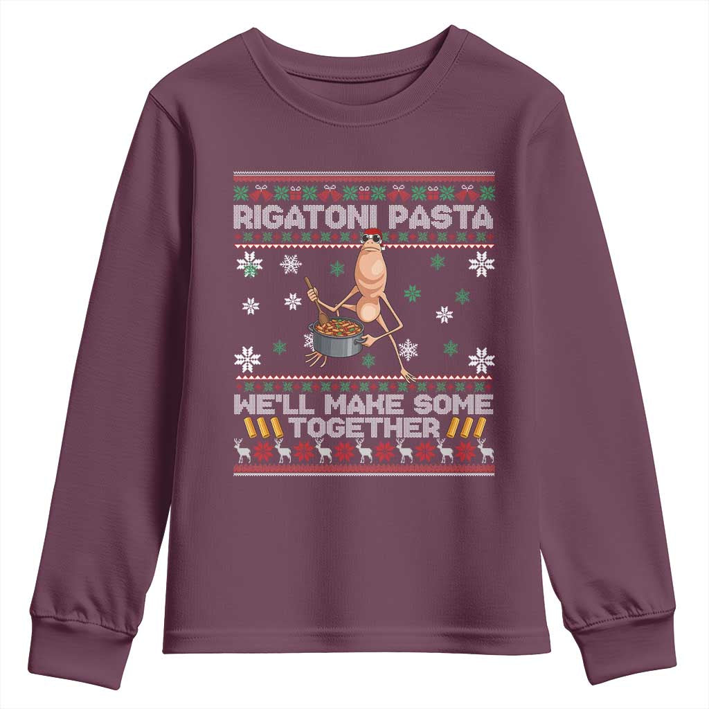 Marcus The Worm Christmas Meme Youth Sweatshirt Rigatoni Pasta We Will Make Some Together TS14 Maroon Print Your Wear