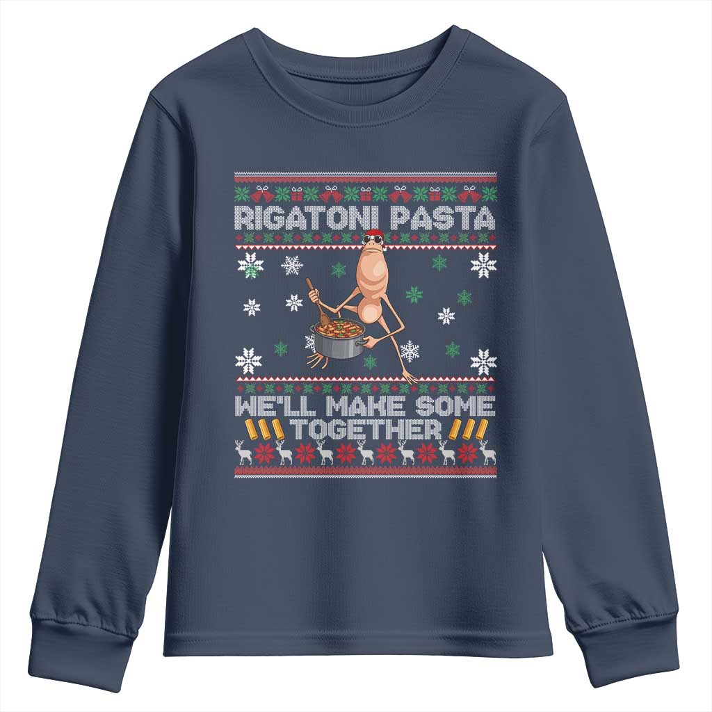 Marcus The Worm Christmas Meme Youth Sweatshirt Rigatoni Pasta We Will Make Some Together TS14 Navy Print Your Wear