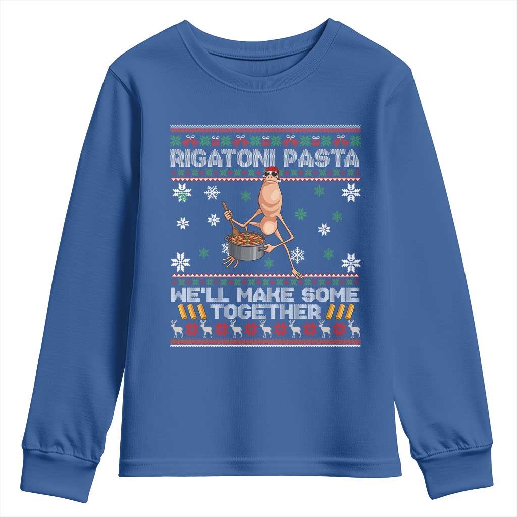 Marcus The Worm Christmas Meme Youth Sweatshirt Rigatoni Pasta We Will Make Some Together TS14 Royal Blue Print Your Wear
