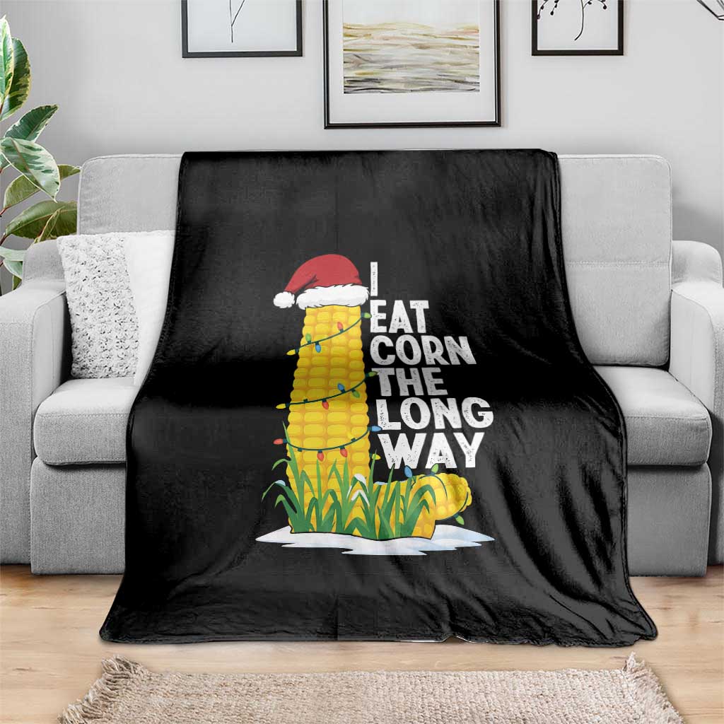 I Eat Corn The Long Way Throw Blanket Funny Corn Adult Humor Christmas TS14 Print Your Wear