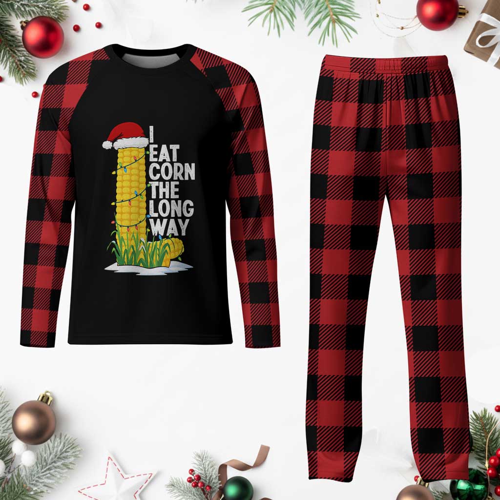 I Eat Corn The Long Way Plaid Pajama Set Funny Corn Adult Humor Christmas TS14 Buffalo Plaid Print Your Wear