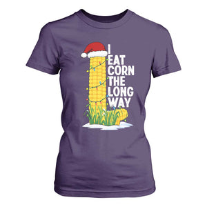 I Eat Corn The Long Way T Shirt For Women Funny Corn Adult Humor Christmas TS14 Purple Print Your Wear