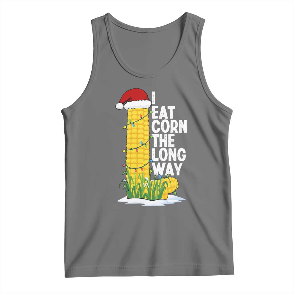I Eat Corn The Long Way Tank Top Funny Corn Adult Humor Christmas TS14 Black Heather Print Your Wear