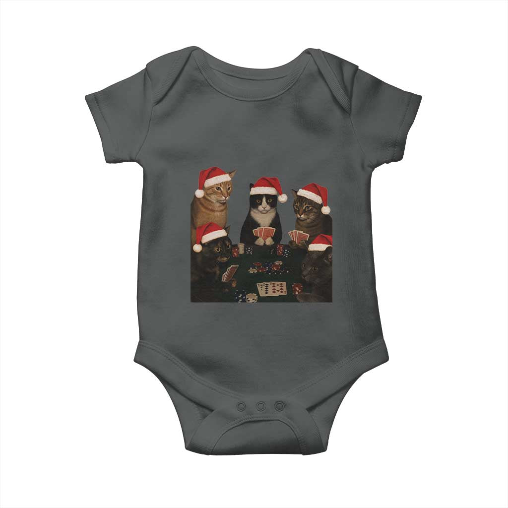 Poker Cats Christmas Meme Shirt Baby Onesie Funny Gambling Cat TS14 Dark Heather Print Your Wear