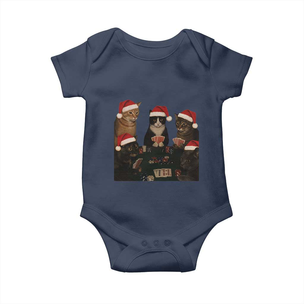 Poker Cats Christmas Meme Shirt Baby Onesie Funny Gambling Cat TS14 Navy Print Your Wear