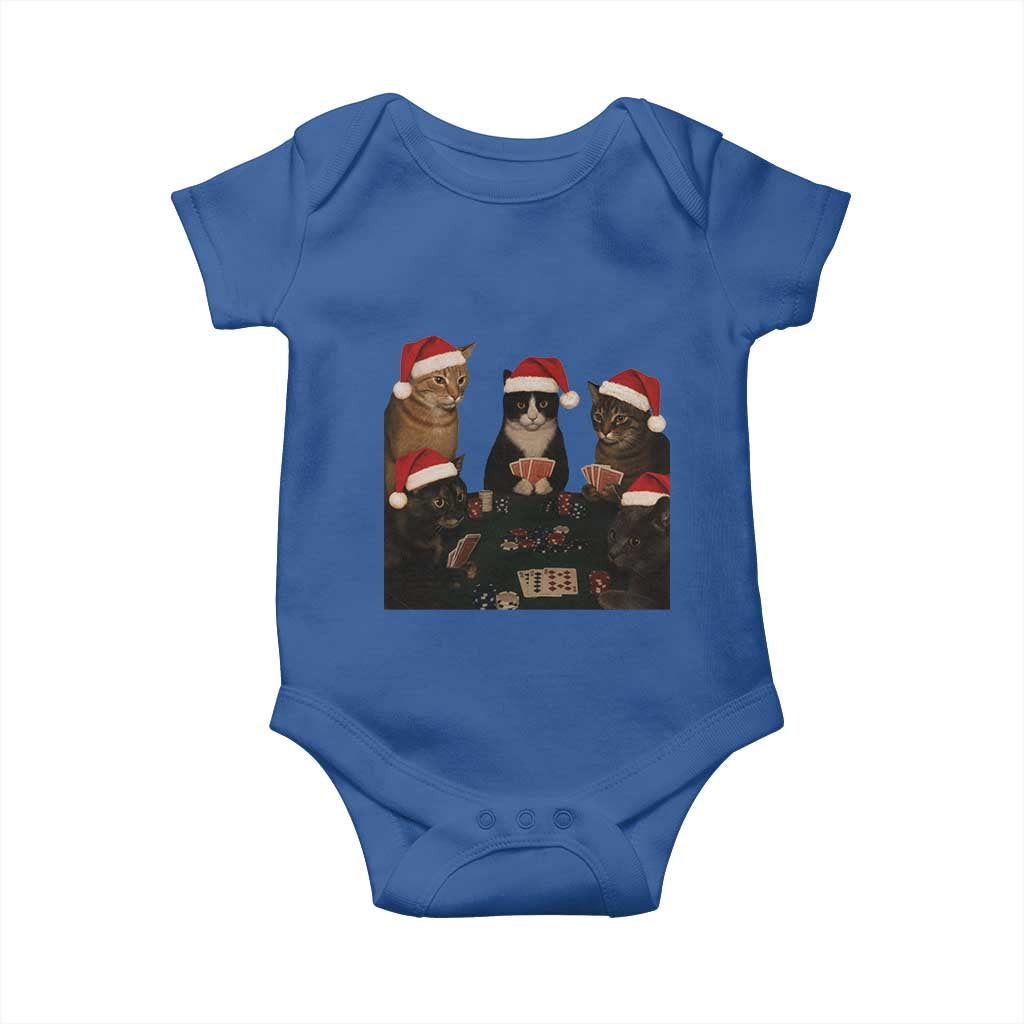 Poker Cats Christmas Meme Shirt Baby Onesie Funny Gambling Cat TS14 Royal Blue Print Your Wear