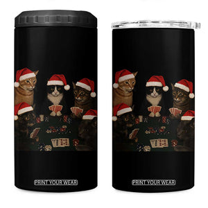 Poker Cats Christmas Meme Shirt 4 in 1 Can Cooler Tumbler Funny Gambling Cat TS14 One Size: 16 oz Black Print Your Wear
