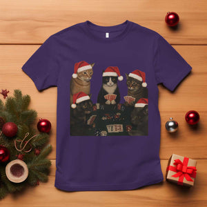 Poker Cats Christmas Meme Shirt T Shirt Funny Gambling Cat TS14 Purple Print Your Wear