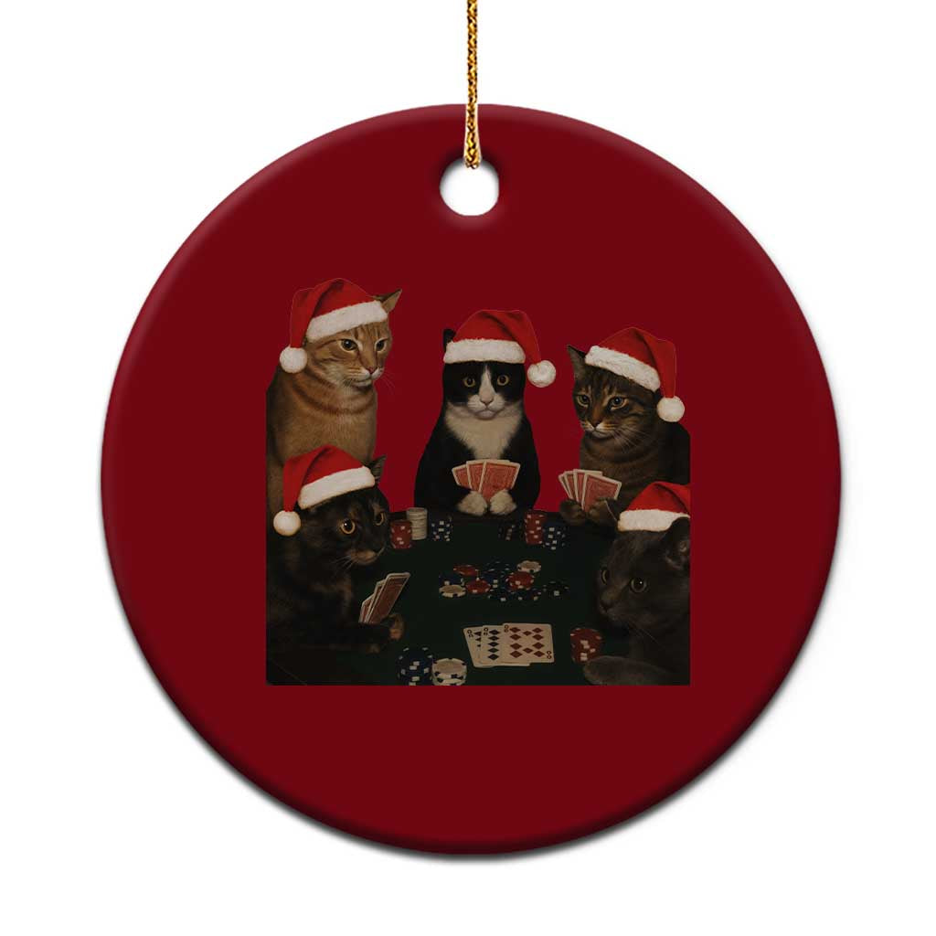 Poker Cats Christmas Meme Shirt Ceramic Ornament Funny Gambling Cat TS14 1pc Red Print Your Wear