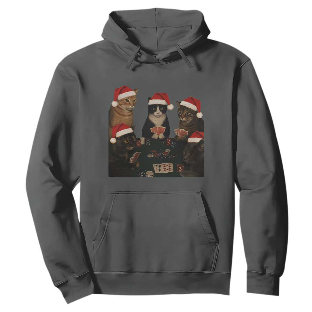 Poker Cats Christmas Meme Shirt Hoodie Funny Gambling Cat TS14 Dark Heather Print Your Wear
