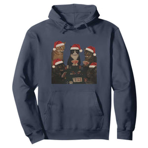 Poker Cats Christmas Meme Shirt Hoodie Funny Gambling Cat TS14 Navy Print Your Wear