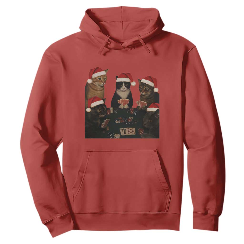 Poker Cats Christmas Meme Shirt Hoodie Funny Gambling Cat TS14 Red Print Your Wear