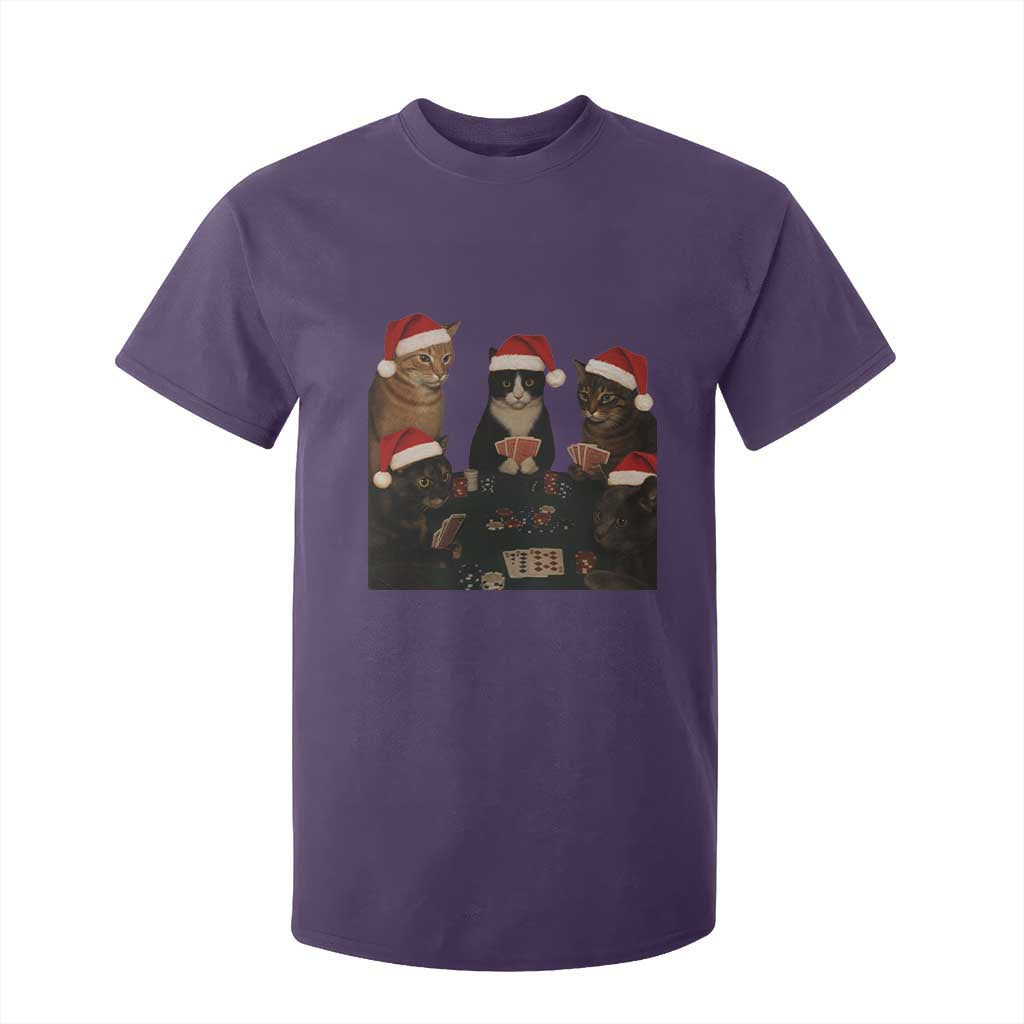 Poker Cats Christmas Meme Shirt T Shirt For Kid Funny Gambling Cat TS14 Purple Print Your Wear