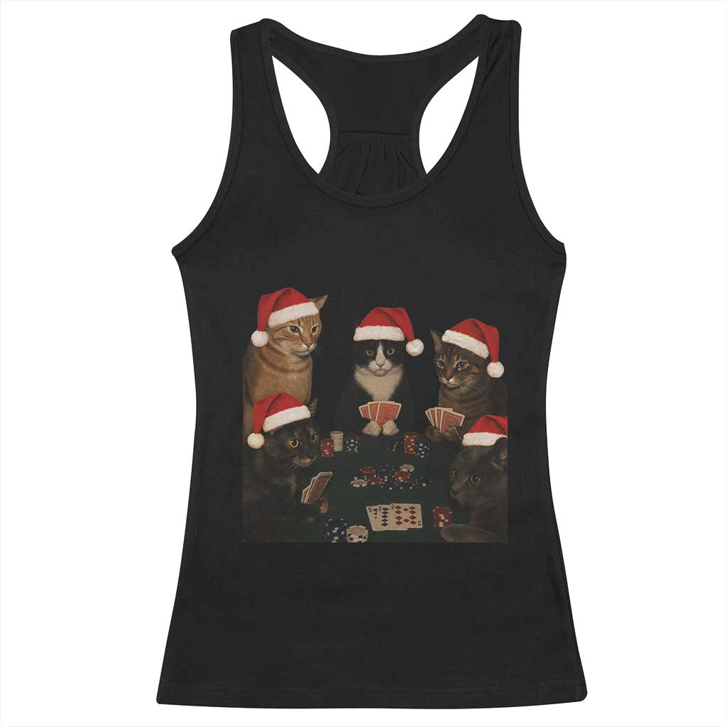 Poker Cats Christmas Meme Shirt Racerback Tank Top Funny Gambling Cat - Print Your Wear