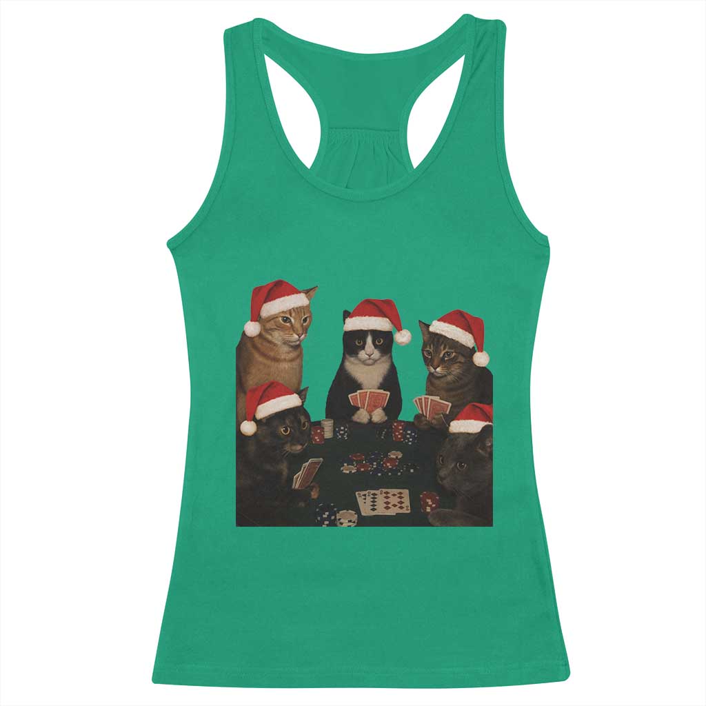 Poker Cats Christmas Meme Shirt Racerback Tank Top Funny Gambling Cat - Print Your Wear