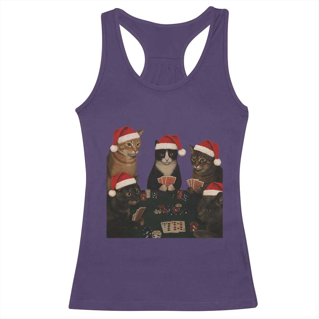 Poker Cats Christmas Meme Shirt Racerback Tank Top Funny Gambling Cat TS14 Purple Print Your Wear
