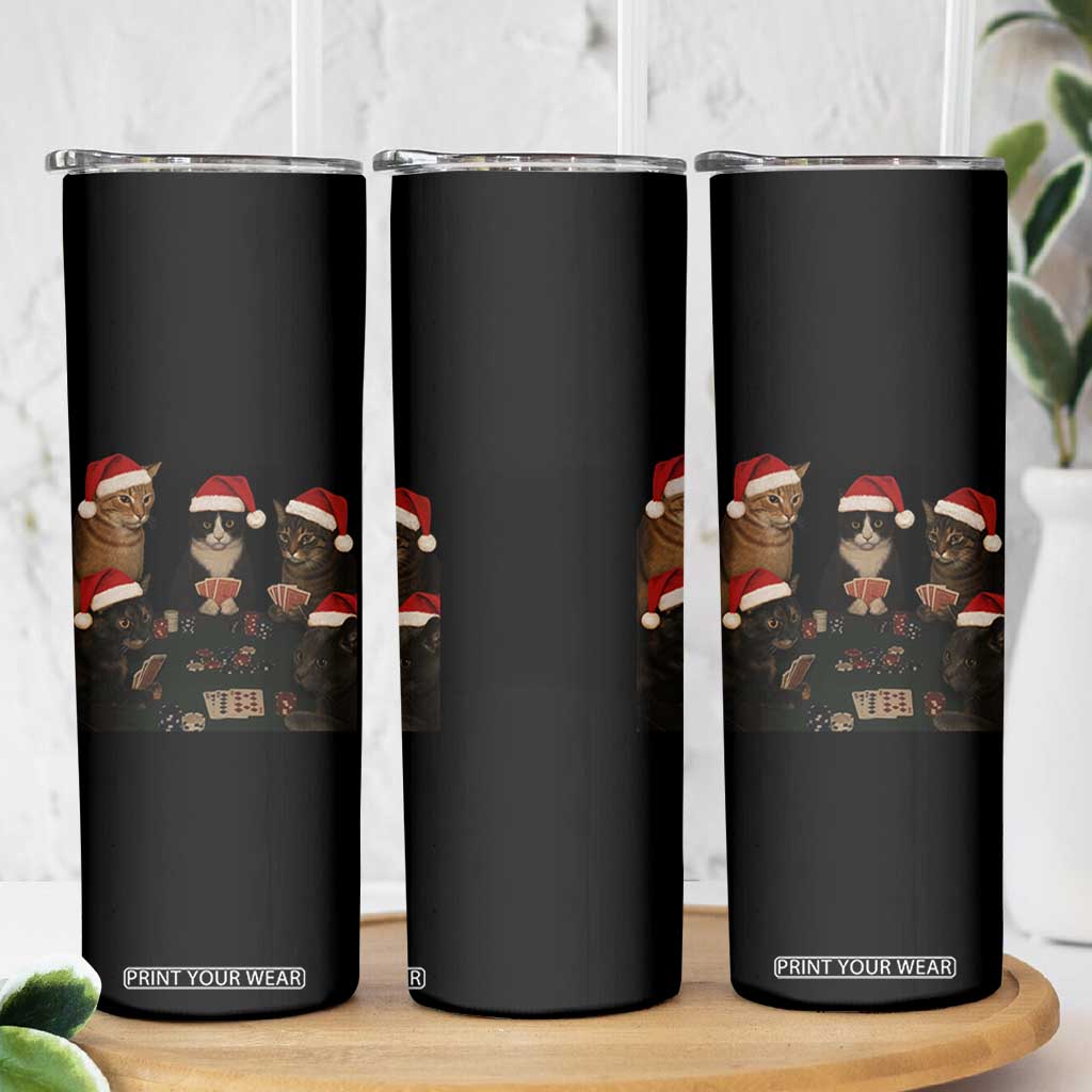 Poker Cats Christmas Meme Shirt Skinny Tumbler Funny Gambling Cat TS14 Print Your Wear