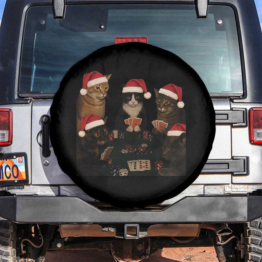 Poker Cats Christmas Meme Shirt Spare Tire Cover Funny Gambling Cat TS14 No hole Black Print Your Wear