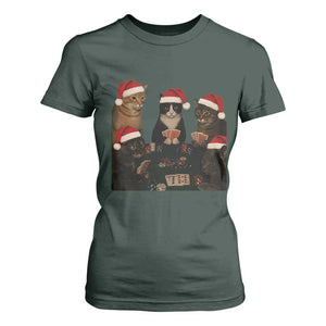 Poker Cats Christmas Meme Shirt T Shirt For Women Funny Gambling Cat TS14 Dark Forest Green Print Your Wear