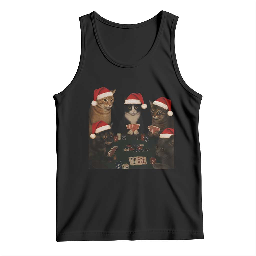 Poker Cats Christmas Meme Shirt Tank Top Funny Gambling Cat - Print Your Wear
