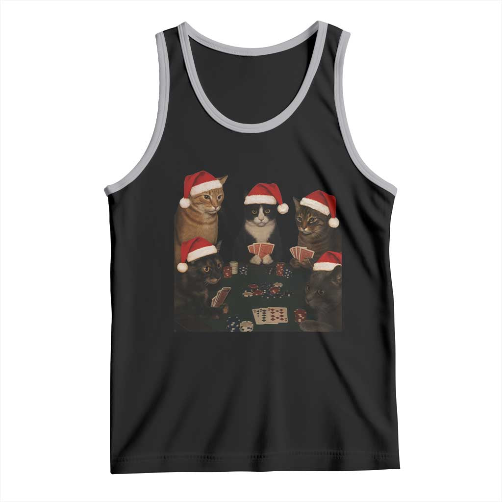 Poker Cats Christmas Meme Shirt Tank Top Funny Gambling Cat TS14 Black Athletic Heather Print Your Wear