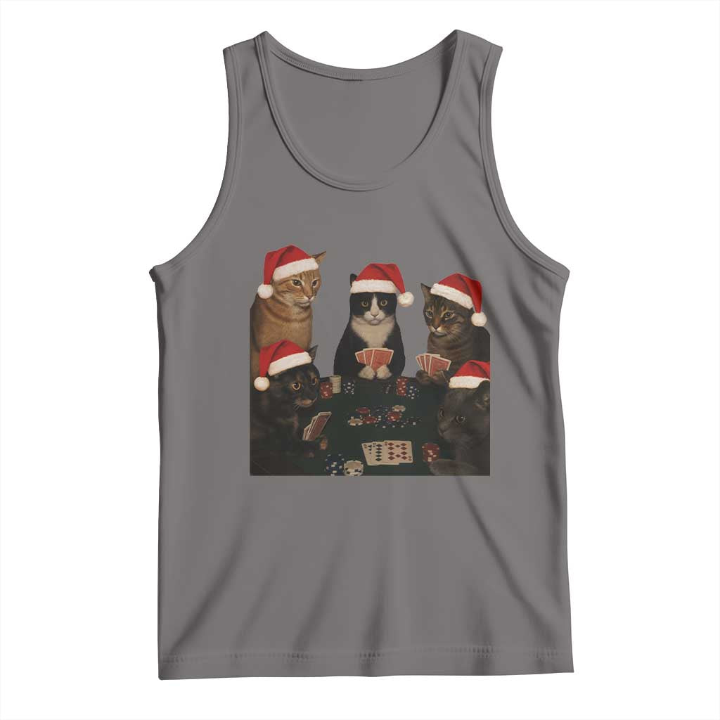 Poker Cats Christmas Meme Shirt Tank Top Funny Gambling Cat - Print Your Wear