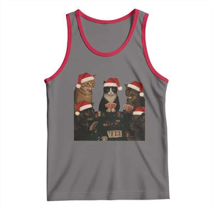 Poker Cats Christmas Meme Shirt Tank Top Funny Gambling Cat TS14 Deep Heather Red Print Your Wear