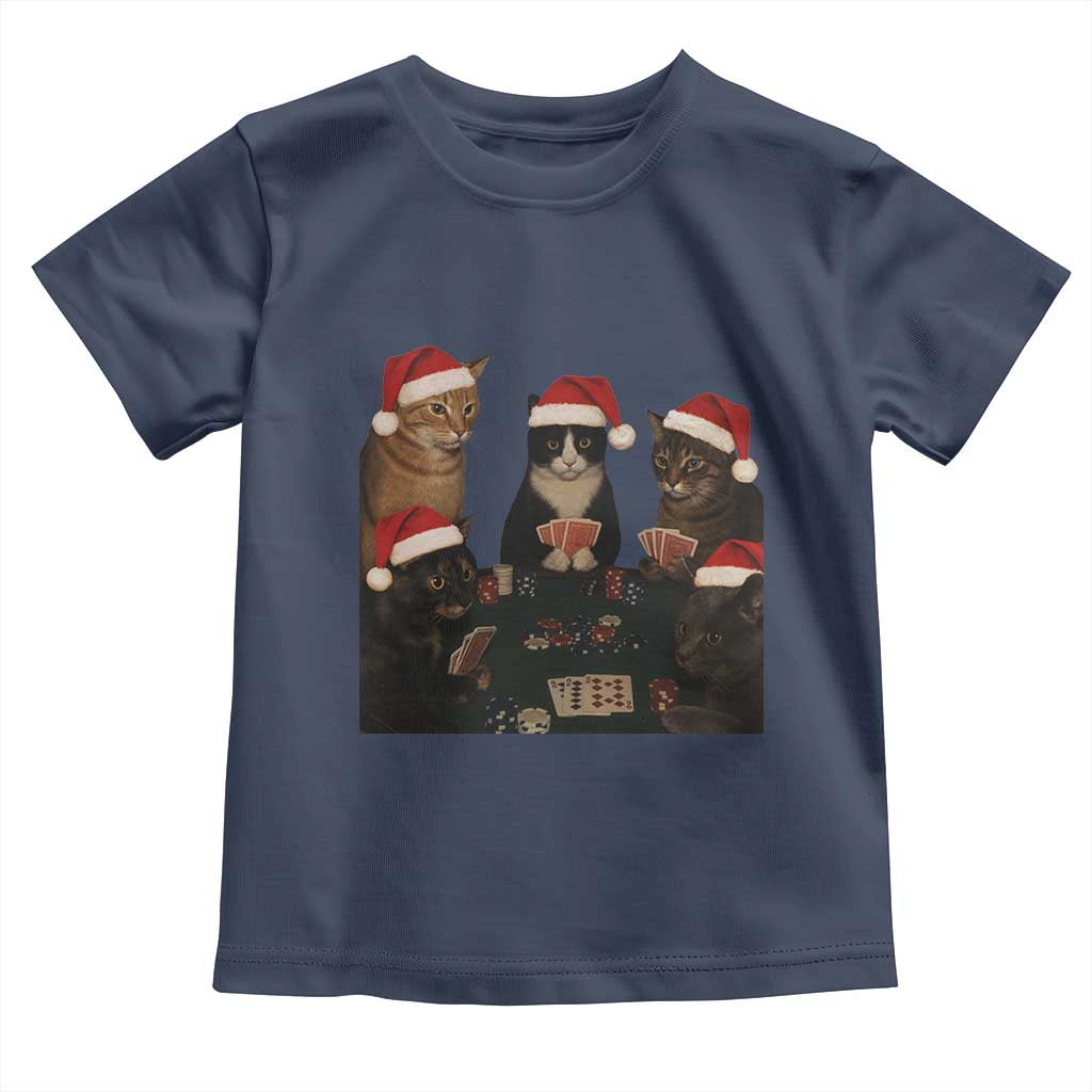 Poker Cats Christmas Meme Shirt Toddler T Shirt Funny Gambling Cat TS14 Navy Print Your Wear