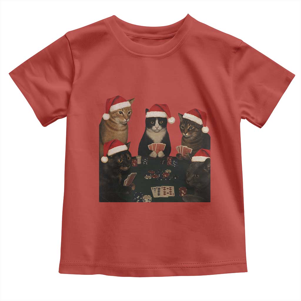 Poker Cats Christmas Meme Shirt Toddler T Shirt Funny Gambling Cat TS14 Red Print Your Wear