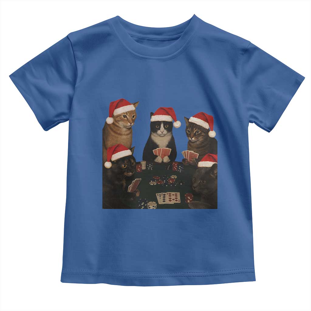 Poker Cats Christmas Meme Shirt Toddler T Shirt Funny Gambling Cat TS14 Royal Blue Print Your Wear