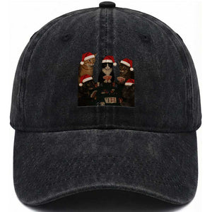 Poker Cats Christmas Meme Shirt Washed Cotton Baseball Cap Funny Gambling Cat TS14 Washed Cap Universal Fit Black Print Your Wear