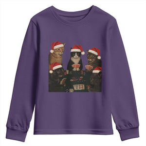 Poker Cats Christmas Meme Shirt Youth Sweatshirt Funny Gambling Cat TS14 Purple Print Your Wear