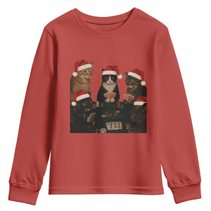 Poker Cats Christmas Meme Shirt Youth Sweatshirt Funny Gambling Cat TS14 Red Print Your Wear