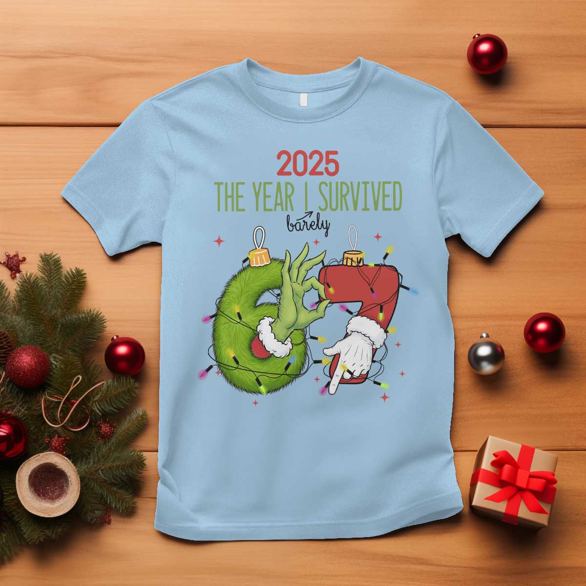 The Year I Survived 67 Six Seven Christmas Meme T Shirt TS14 Light Blue Print Your Wear