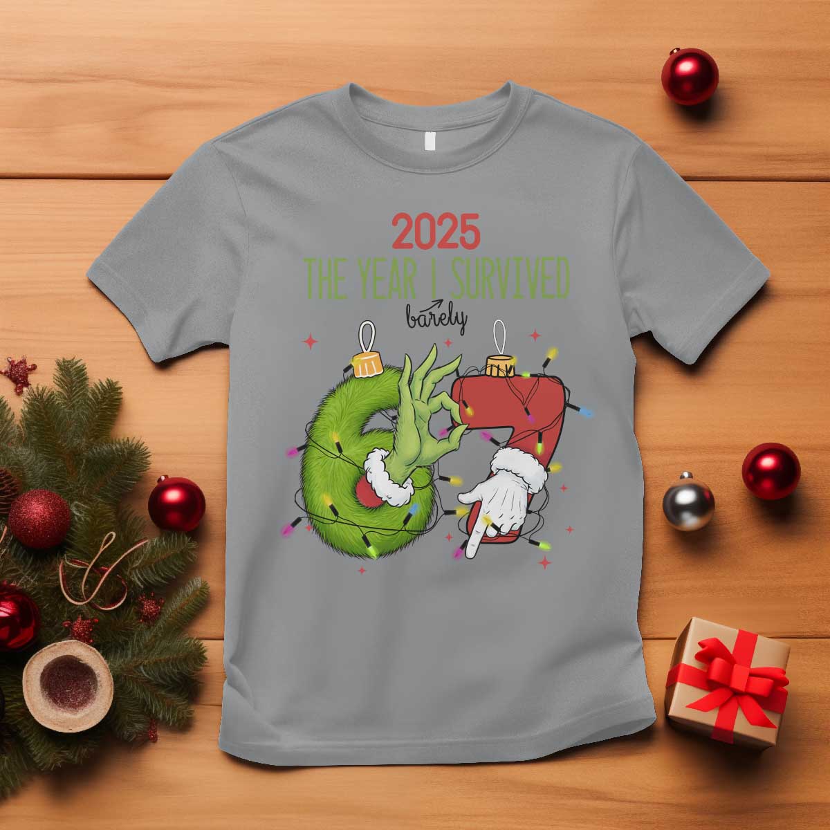 The Year I Survived 67 Six Seven Christmas Meme T Shirt TS14 Sport Gray Print Your Wear