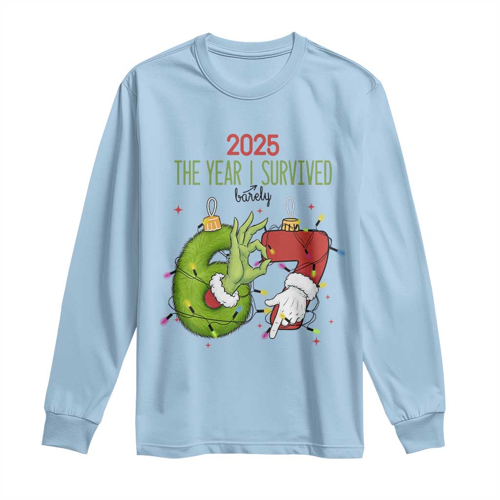 The Year I Survived 67 Six Seven Christmas Meme Long Sleeve Shirt TS14 Light Blue Print Your Wear