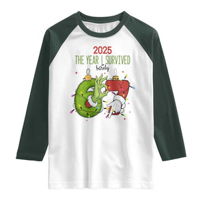 The Year I Survived 67 Six Seven Christmas Meme Raglan Shirt TS14 White Dark Forest Green Print Your Wear