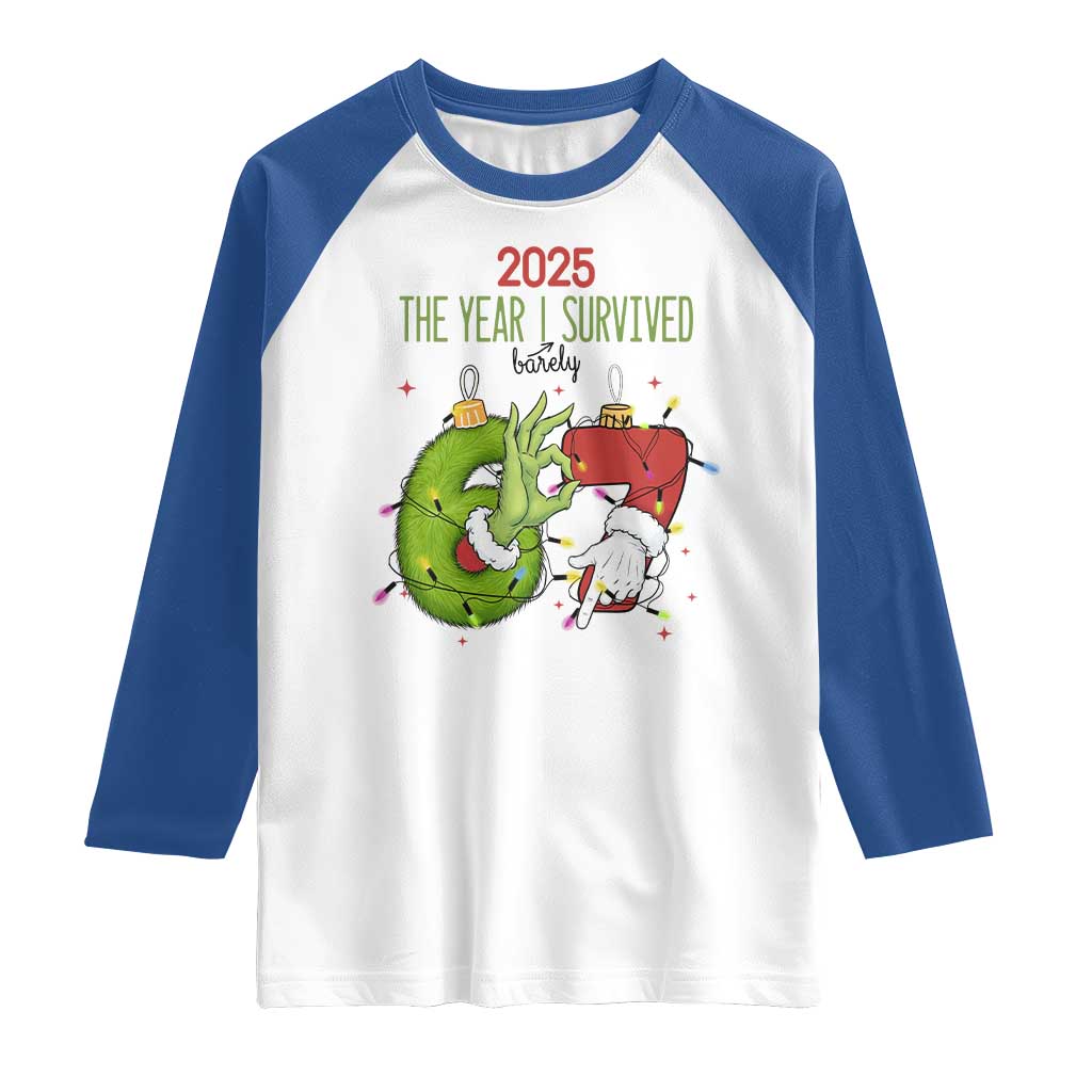 The Year I Survived 67 Six Seven Christmas Meme Raglan Shirt TS14 White Royal Print Your Wear