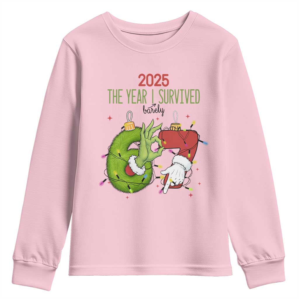 The Year I Survived 67 Six Seven Christmas Meme Youth Sweatshirt TS14 Light Pink Print Your Wear