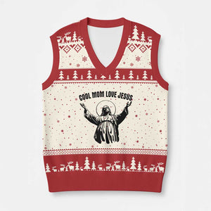 Christian Mom Faith V-Neck Knit Sweater Vest Cool Mom Love Jesus TS14 Beige Red Print Your Wear