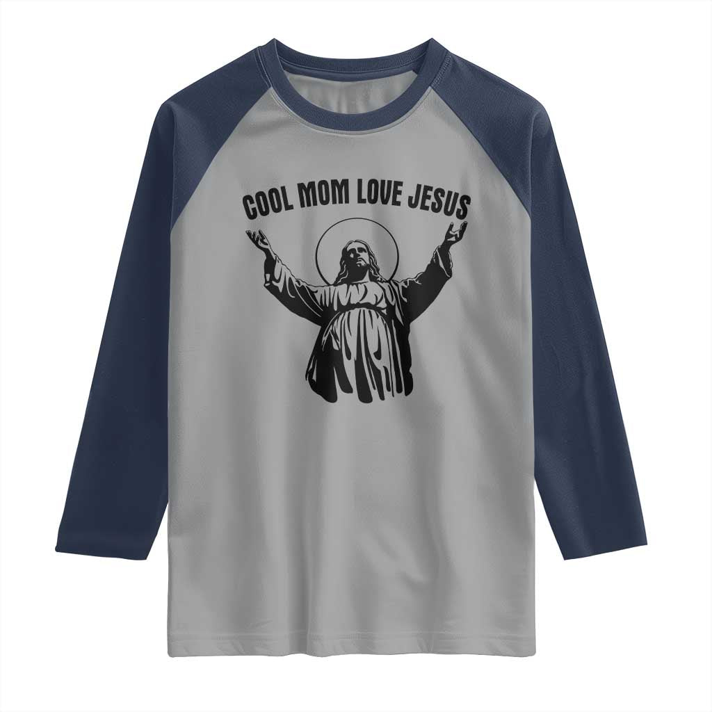 Christian Mom Faith Raglan Shirt Cool Mom Love Jesus TS14 Sport Gray Navy Print Your Wear